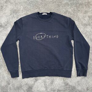 Acne Studios Casey Slogan Everything Sweatshirt Mens Large Navy Jumper Crewneck